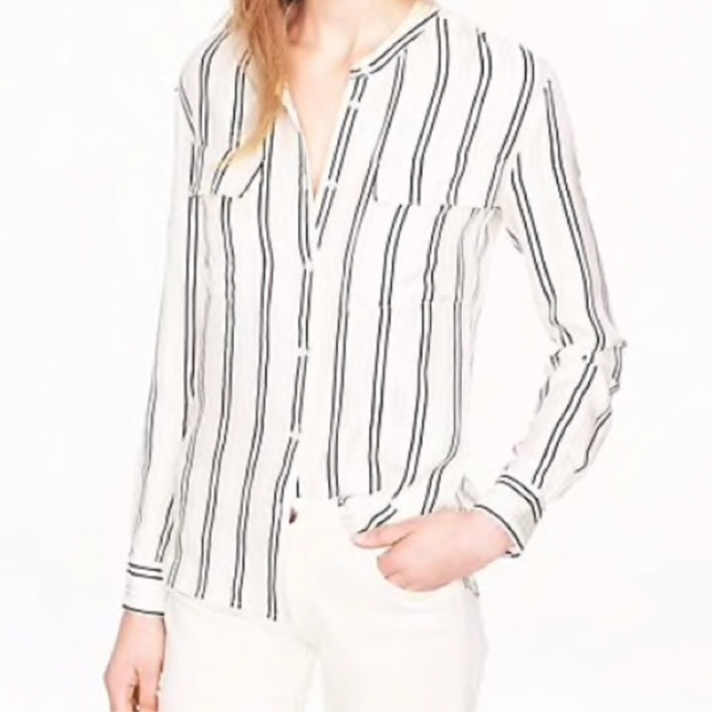 Long Sleeve Satin Strip Blouse